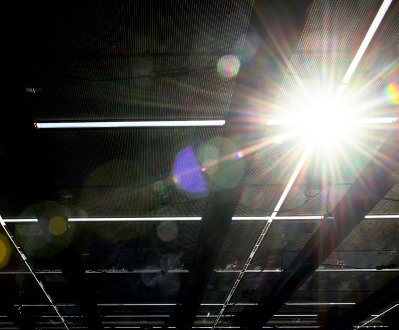 Solar panels from underneath