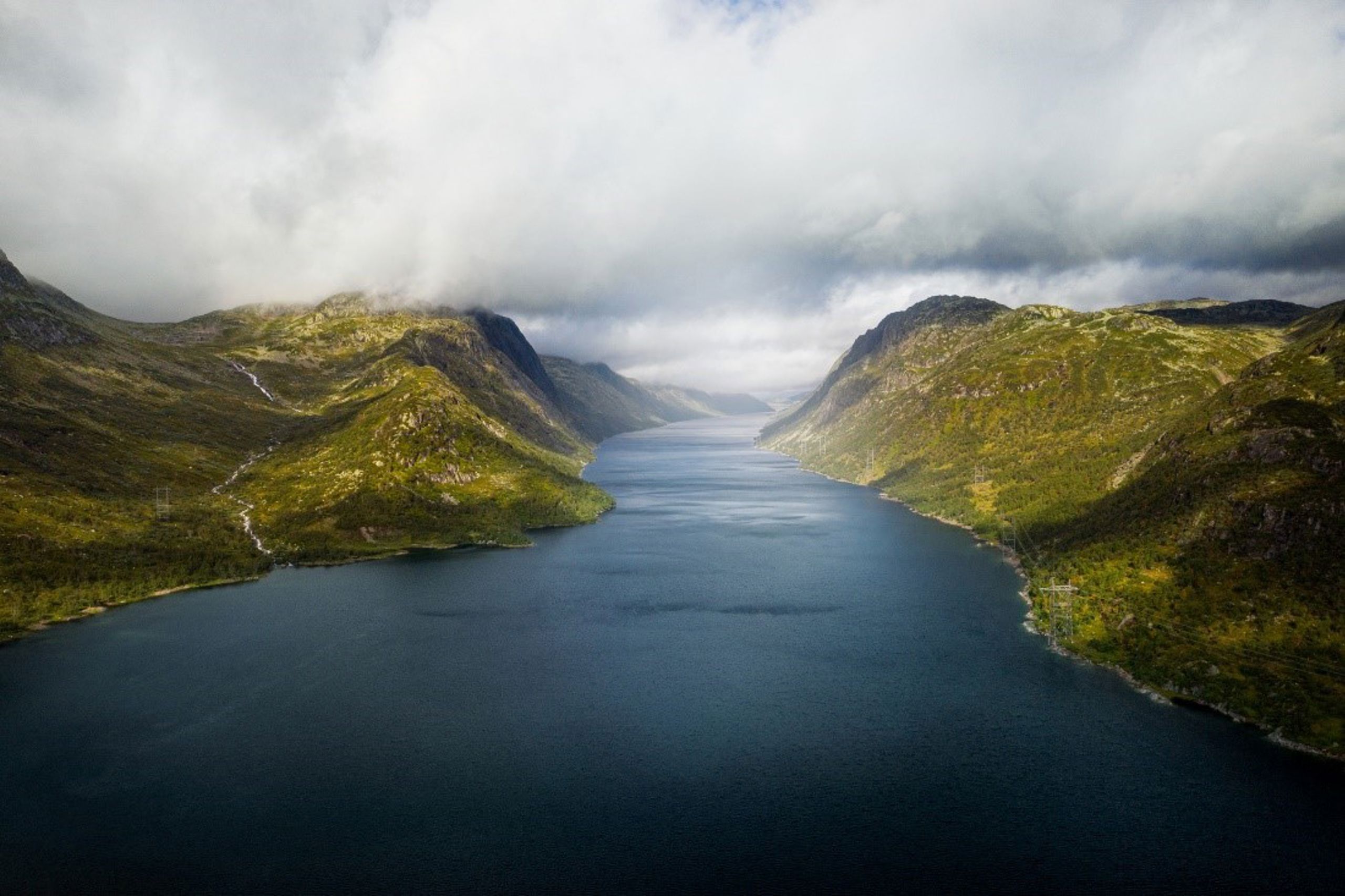 Norwegian landscape with hydro power plant.